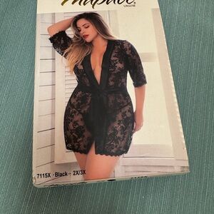 Napoli Lingerie Sheer Black Lace Robe